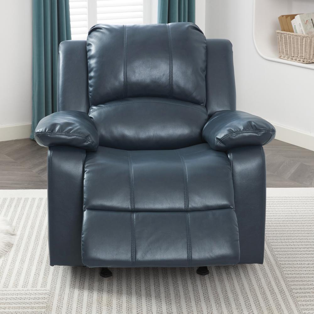 Clifton Midnight Blue Leather Gel Glider Rocker Recliner. Picture 20