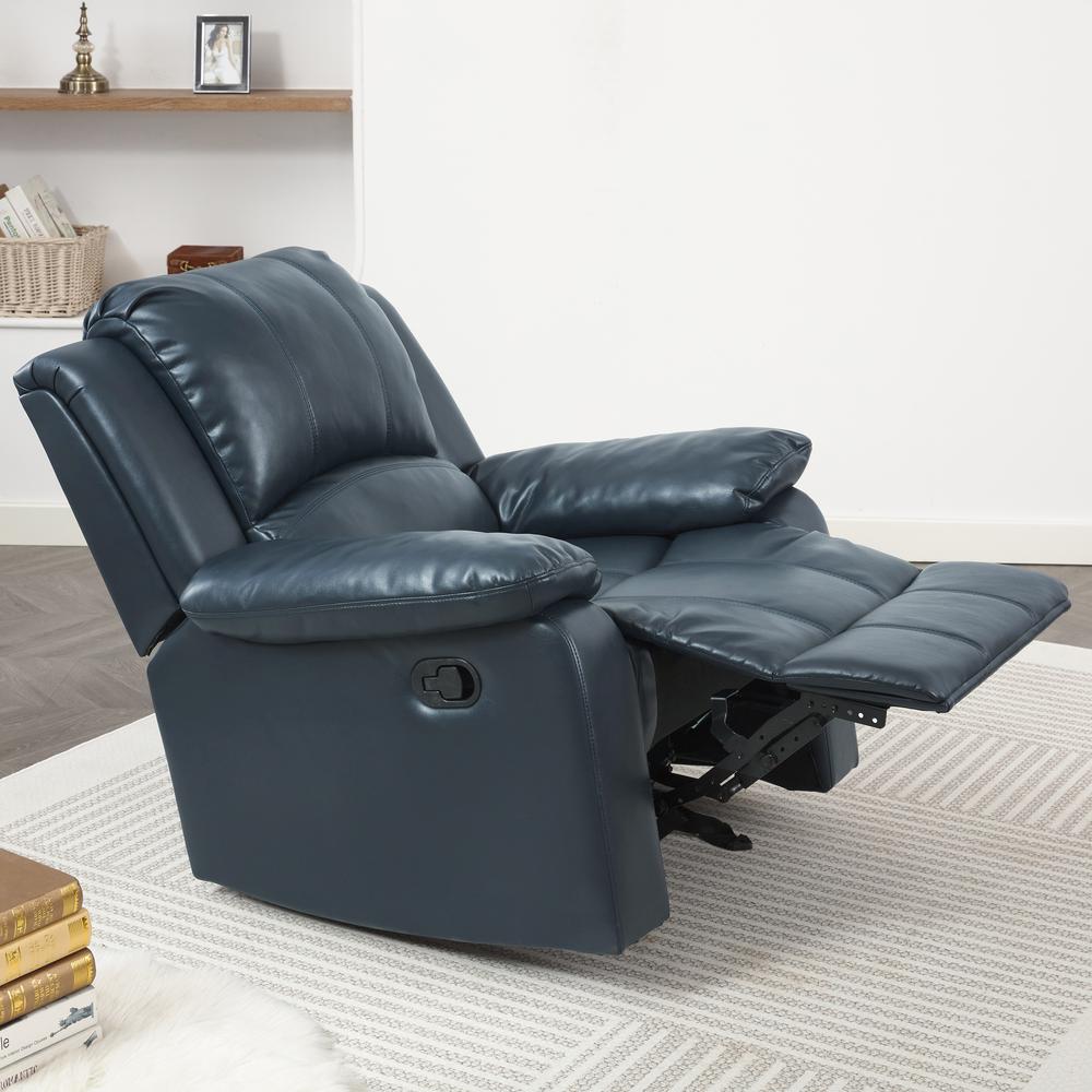 Clifton Midnight Blue Leather Gel Glider Rocker Recliner. Picture 21