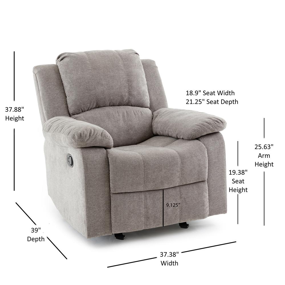 Troy Ash Grey Microfiber Glider Rocker Recliner. Picture 25