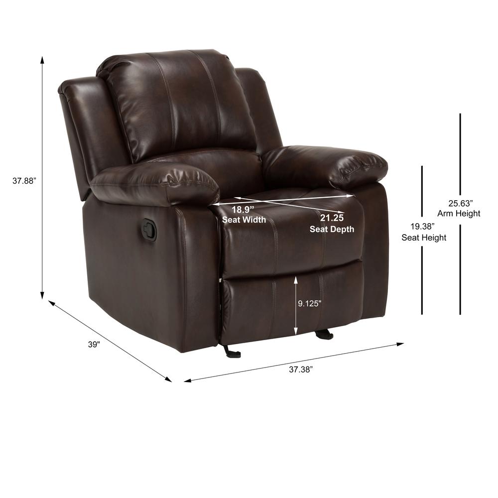 Clifton Burnished Brown Leather Gel Glider Rocker Recliner. Picture 2