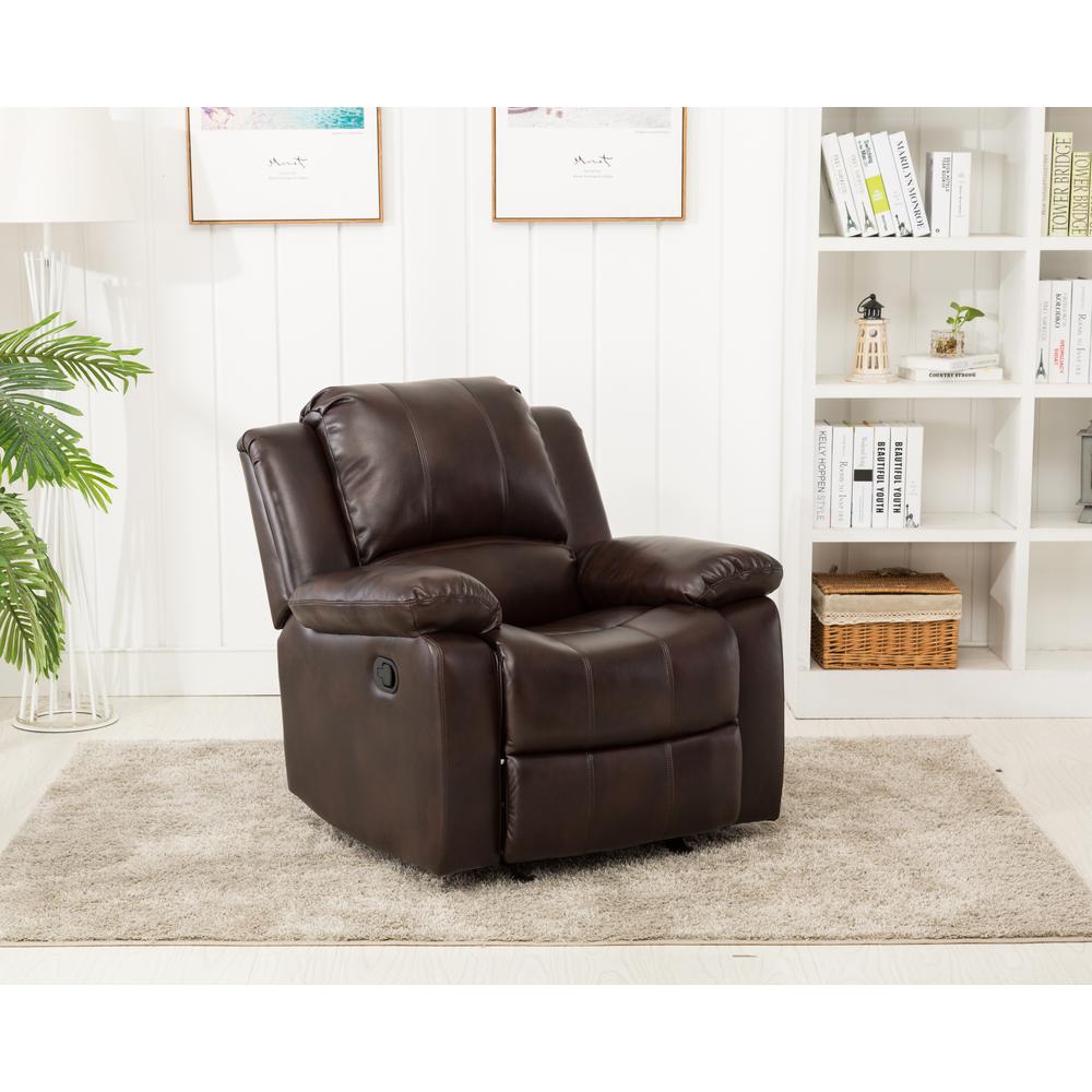 Clifton Burnished Brown Leather Gel Glider Rocker Recliner. Picture 1