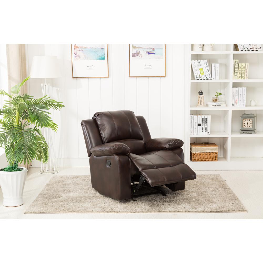 Clifton Burnished Brown Leather Gel Glider Rocker Recliner. Picture 3