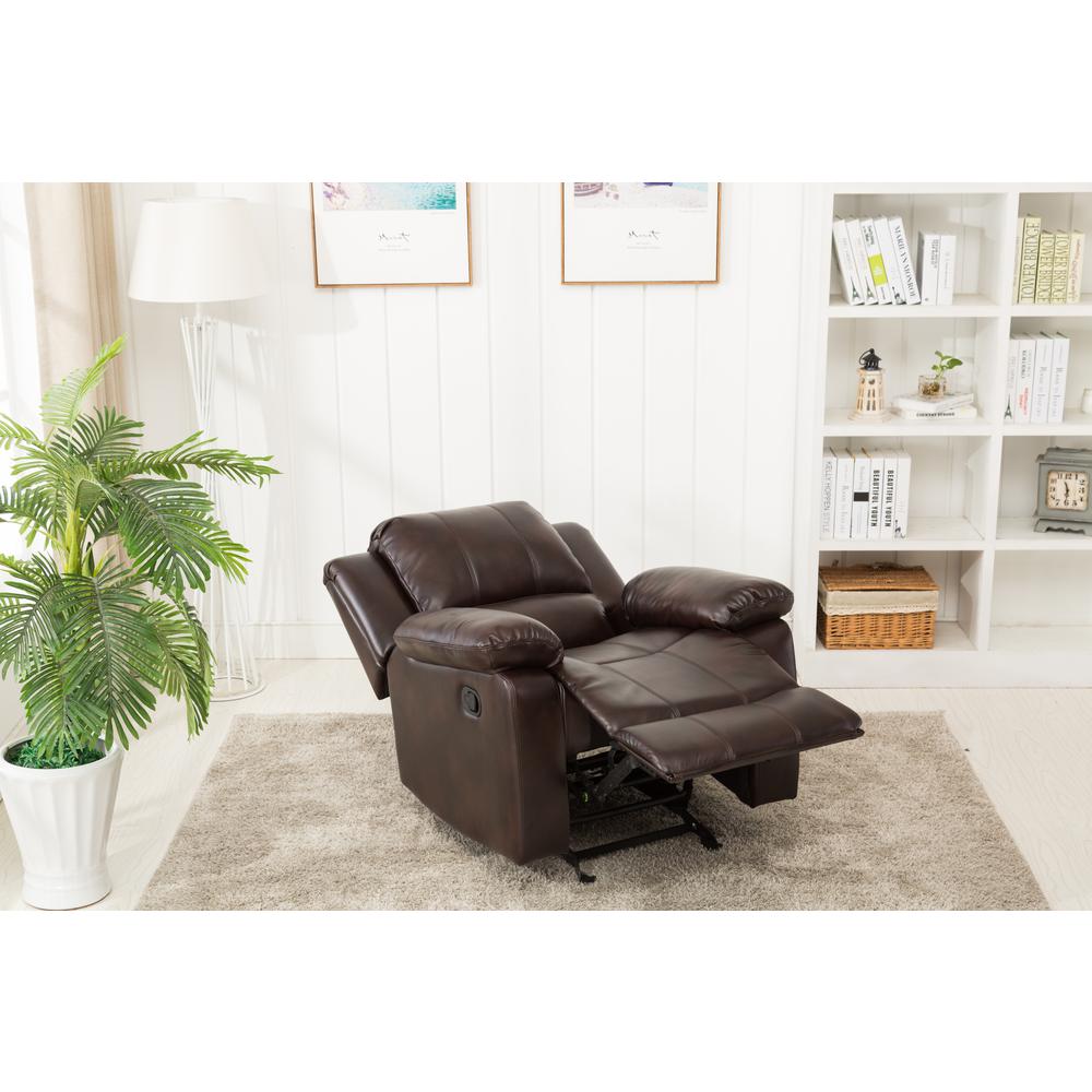 Clifton Burnished Brown Leather Gel Glider Rocker Recliner. Picture 4