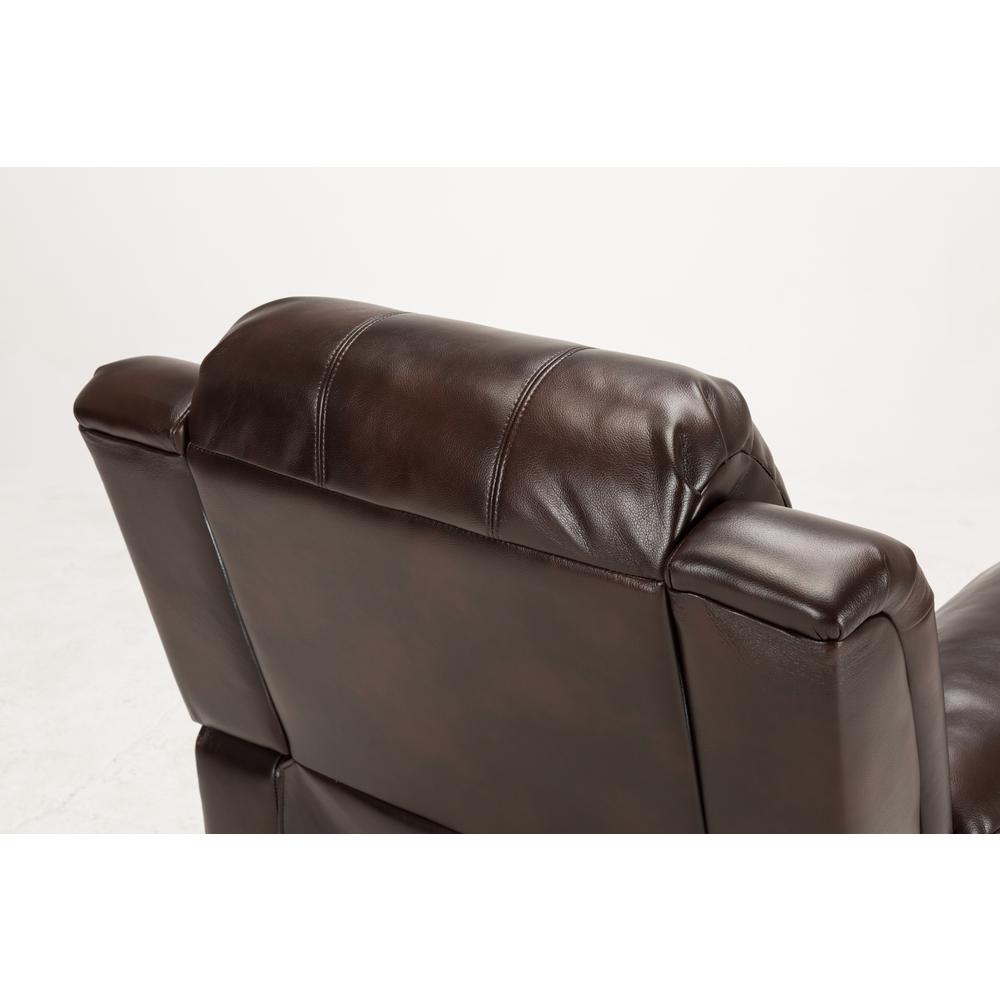 Clifton Burnished Brown Leather Gel Glider Rocker Recliner. Picture 9