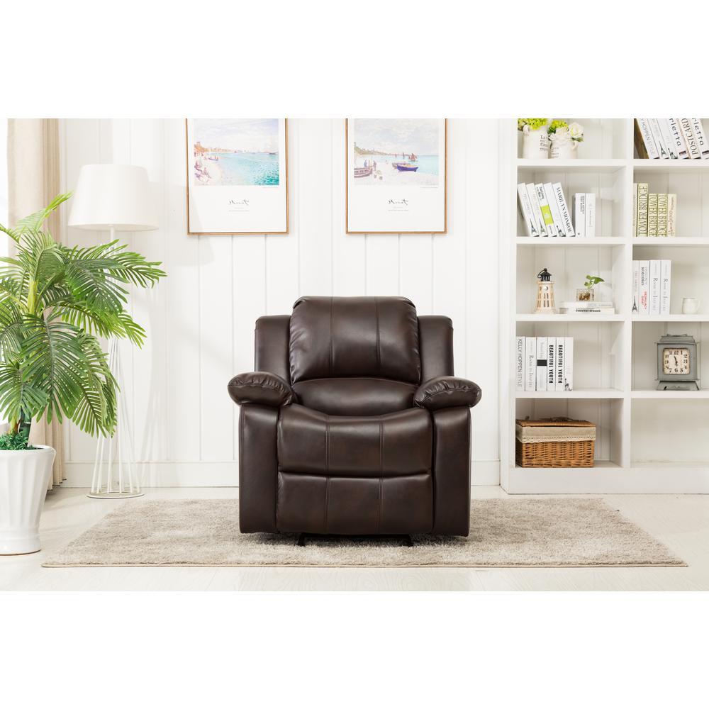 Clifton Burnished Brown Leather Gel Glider Rocker Recliner. Picture 10