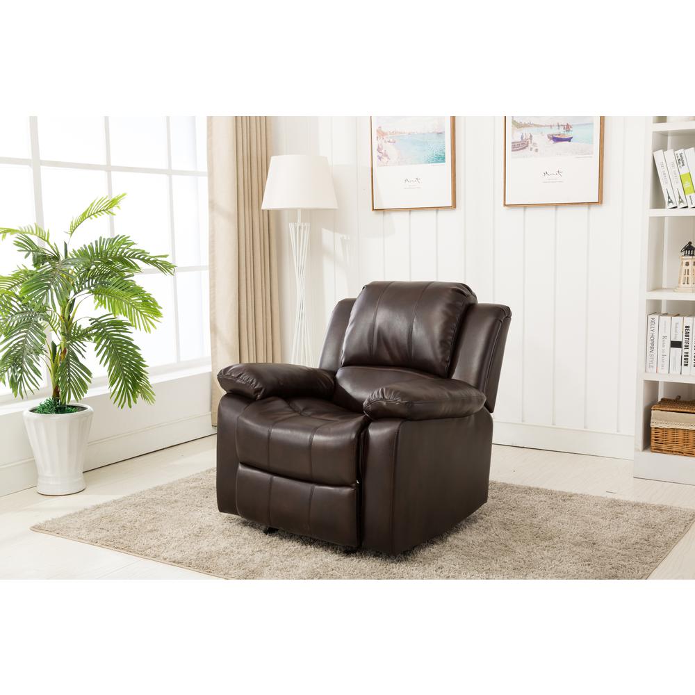 Clifton Burnished Brown Leather Gel Glider Rocker Recliner. Picture 11