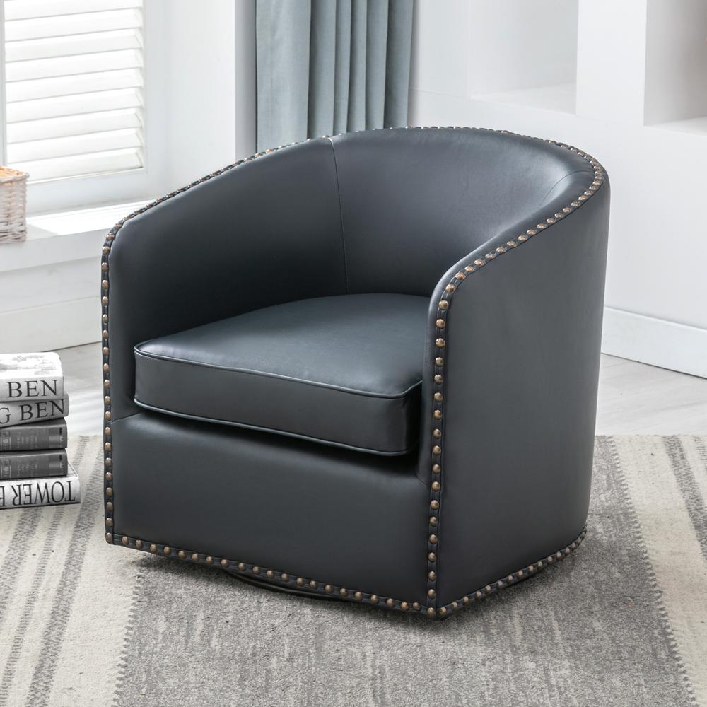 Tyler Swivel Arm Chair - Midnight Blue. Picture 3