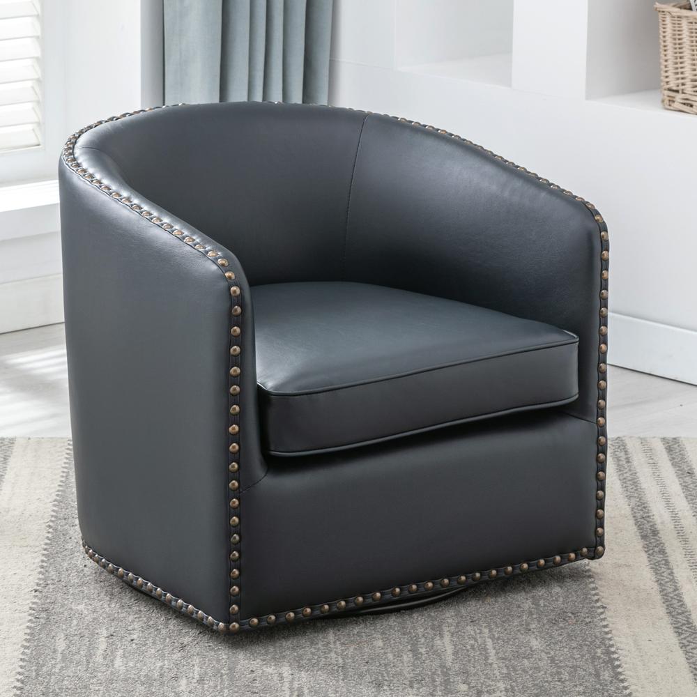 Tyler Swivel Arm Chair - Midnight Blue. Picture 6