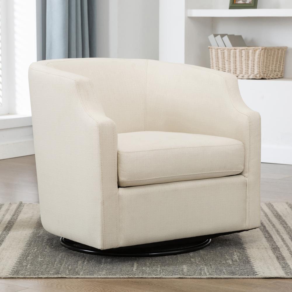 Infinity Linen Swivel Glider Barrel Chair. Picture 3