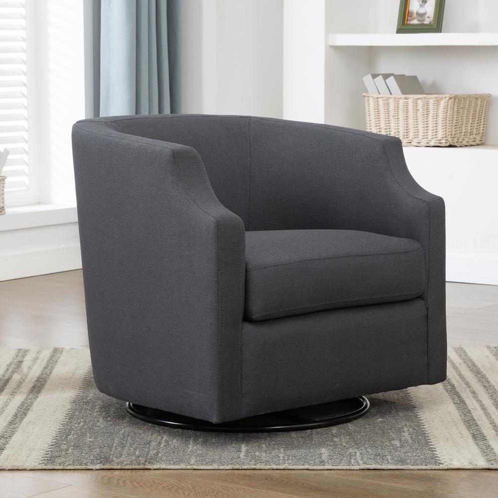 Infinity Ashen Grey Swivel Glider Barrel Chair. Picture 3