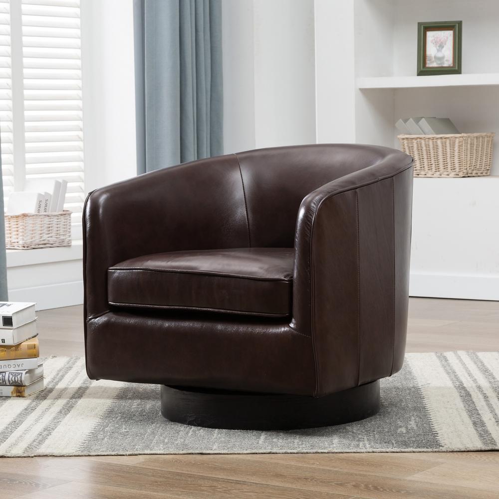 Turner Brown Top Grain Leather Swivel Chair. Picture 3