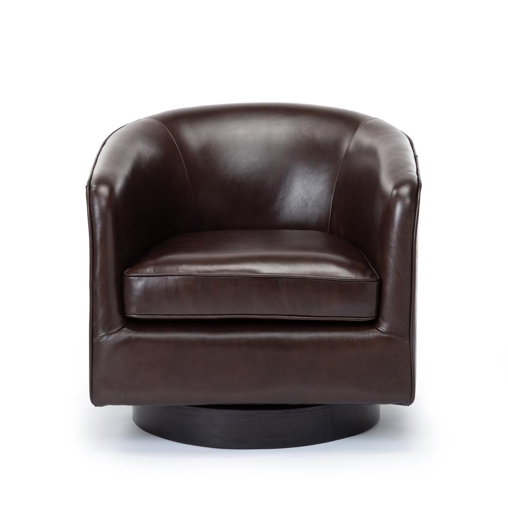 Turner Brown Top Grain Leather Swivel Chair. Picture 1