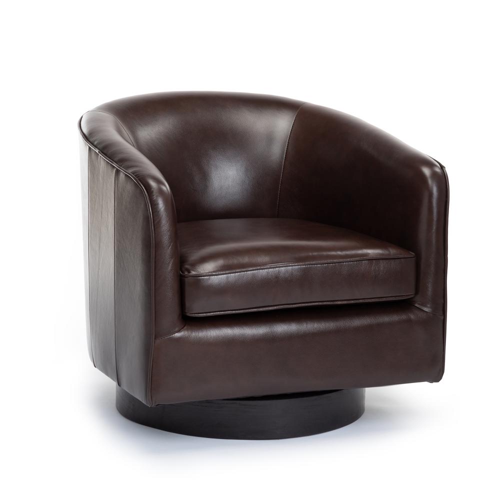 Turner Brown Top Grain Leather Swivel Chair. Picture 7