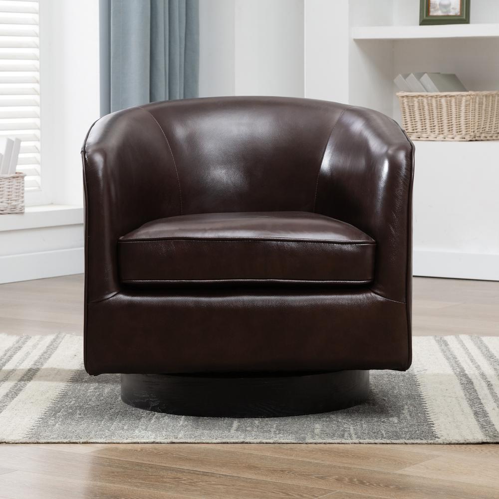 Turner Brown Top Grain Leather Swivel Chair. Picture 8