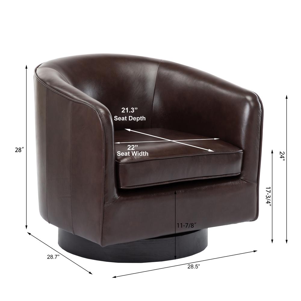 Turner Brown Top Grain Leather Swivel Chair. Picture 2