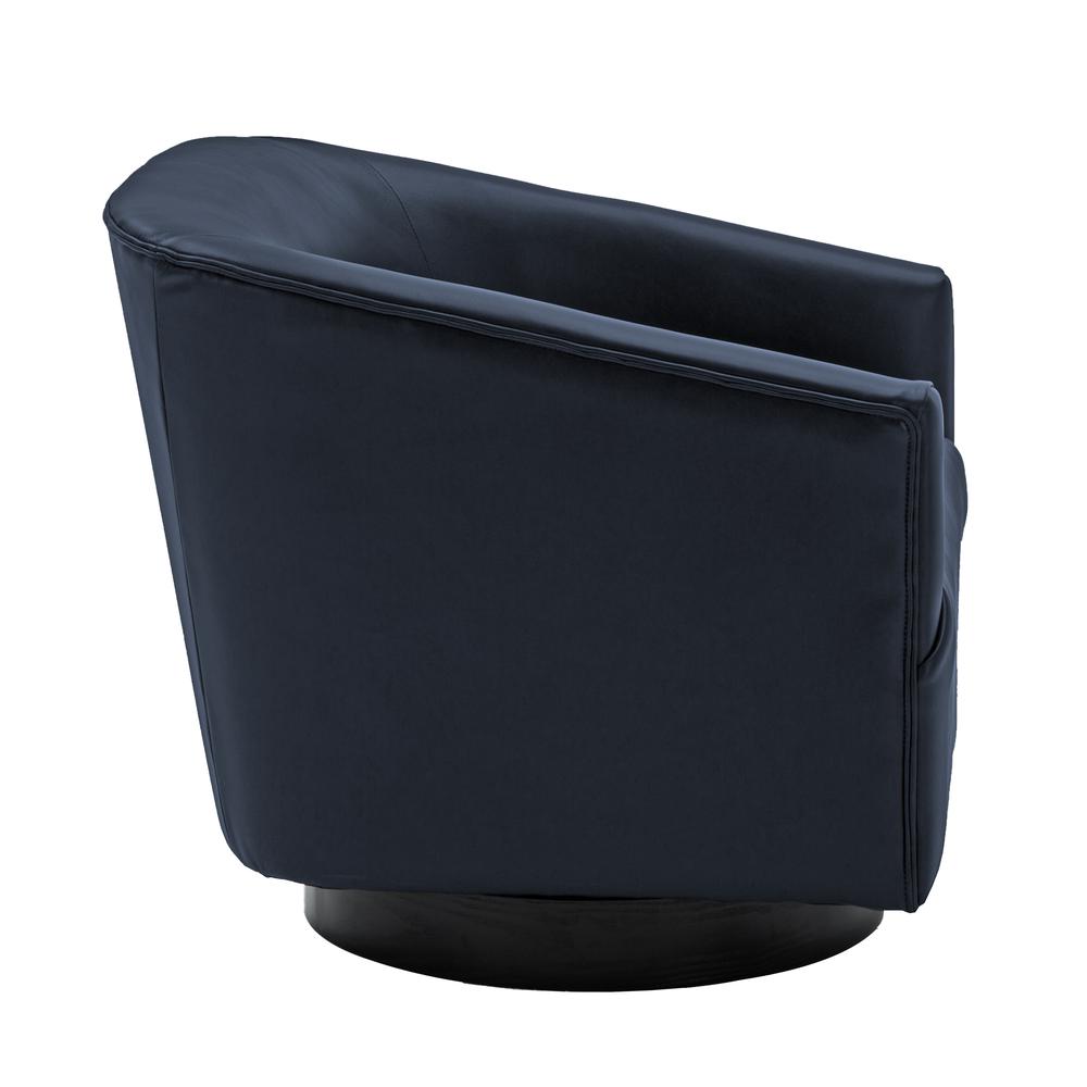 Gaven Midnight Blue Wood Base Swivel Chair. Picture 2