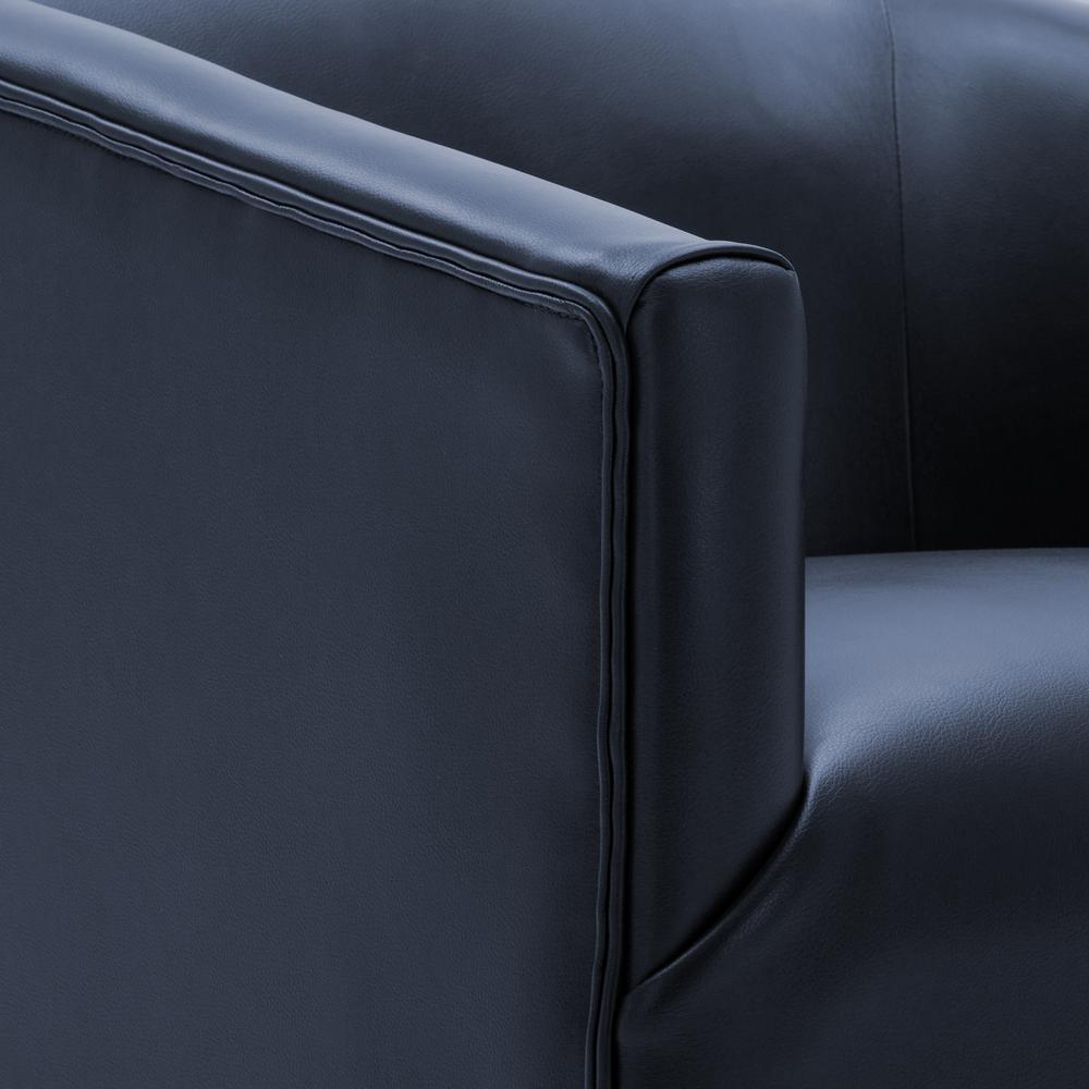 Gaven Midnight Blue Wood Base Swivel Chair. Picture 4