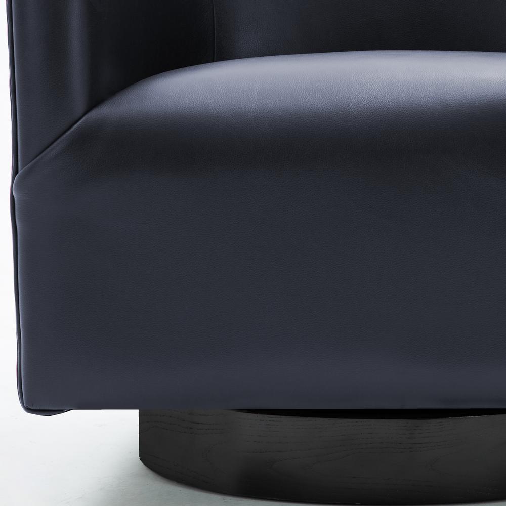 Gaven Midnight Blue Wood Base Swivel Chair. Picture 5