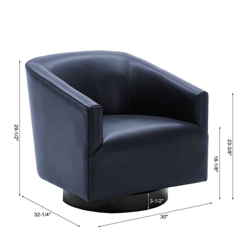 Gaven Midnight Blue Wood Base Swivel Chair. Picture 6