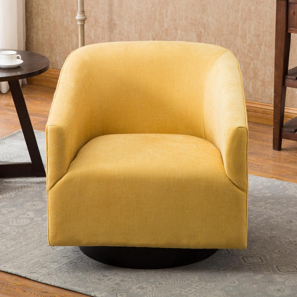 Geneva Goldenrod Wood Base Swivel Chair. Picture 1