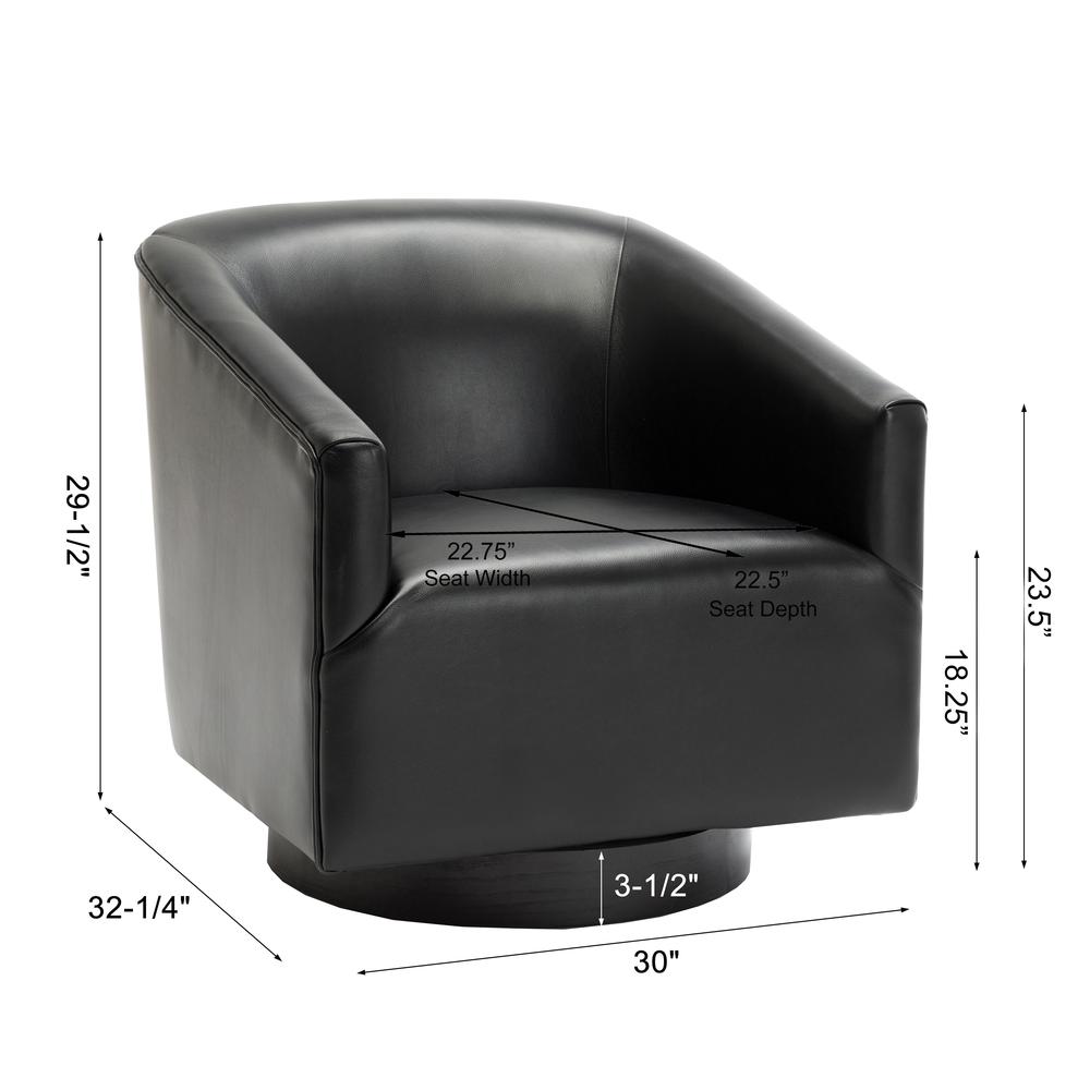 Gaven Black Wood Base Swivel Chair. Picture 2