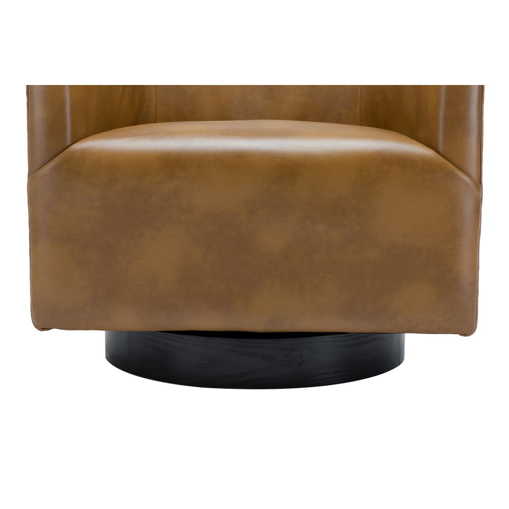 Gaven Camel Wood Base Swivel Chair. Picture 5