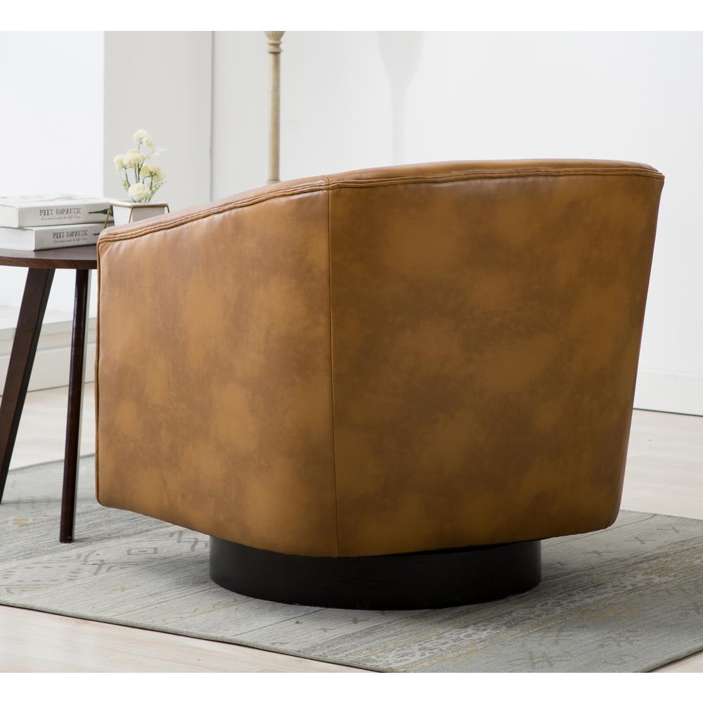 Gaven Camel Wood Base Swivel Chair. Picture 7