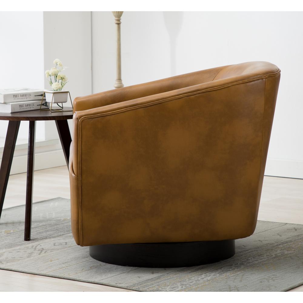 Gaven Camel Wood Base Swivel Chair. Picture 8