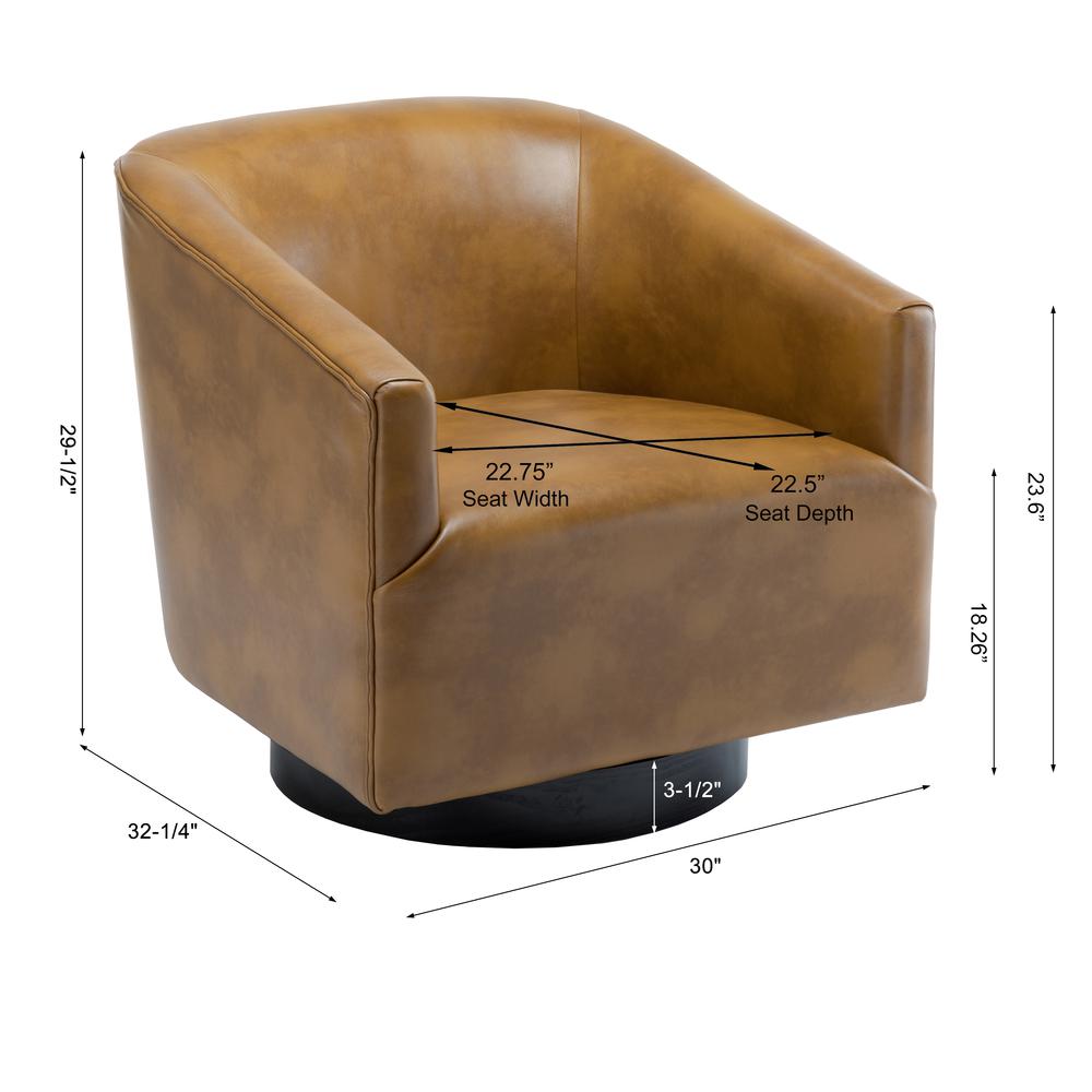 Gaven Camel Wood Base Swivel Chair. Picture 2