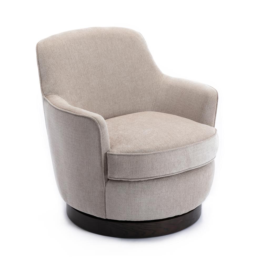 Reese Oatmeal Wood Base Swivel Chair. Picture 1