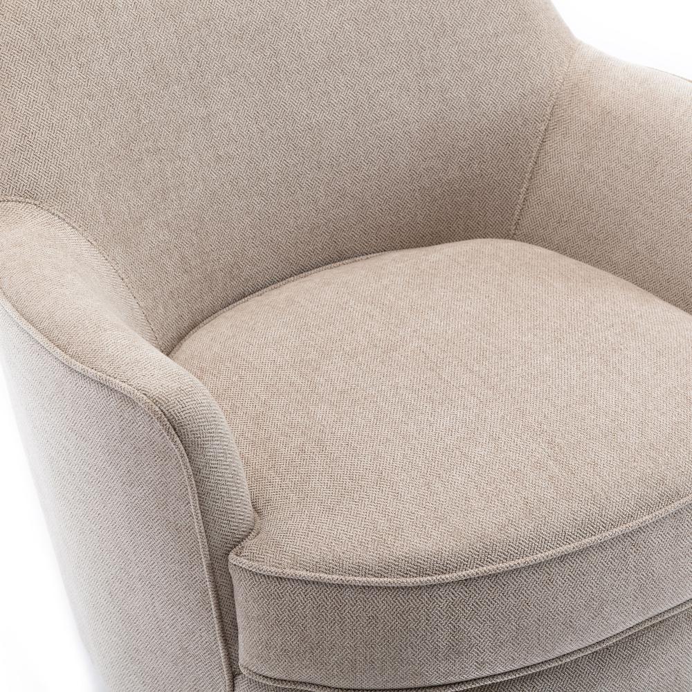 Reese Oatmeal Wood Base Swivel Chair. Picture 6