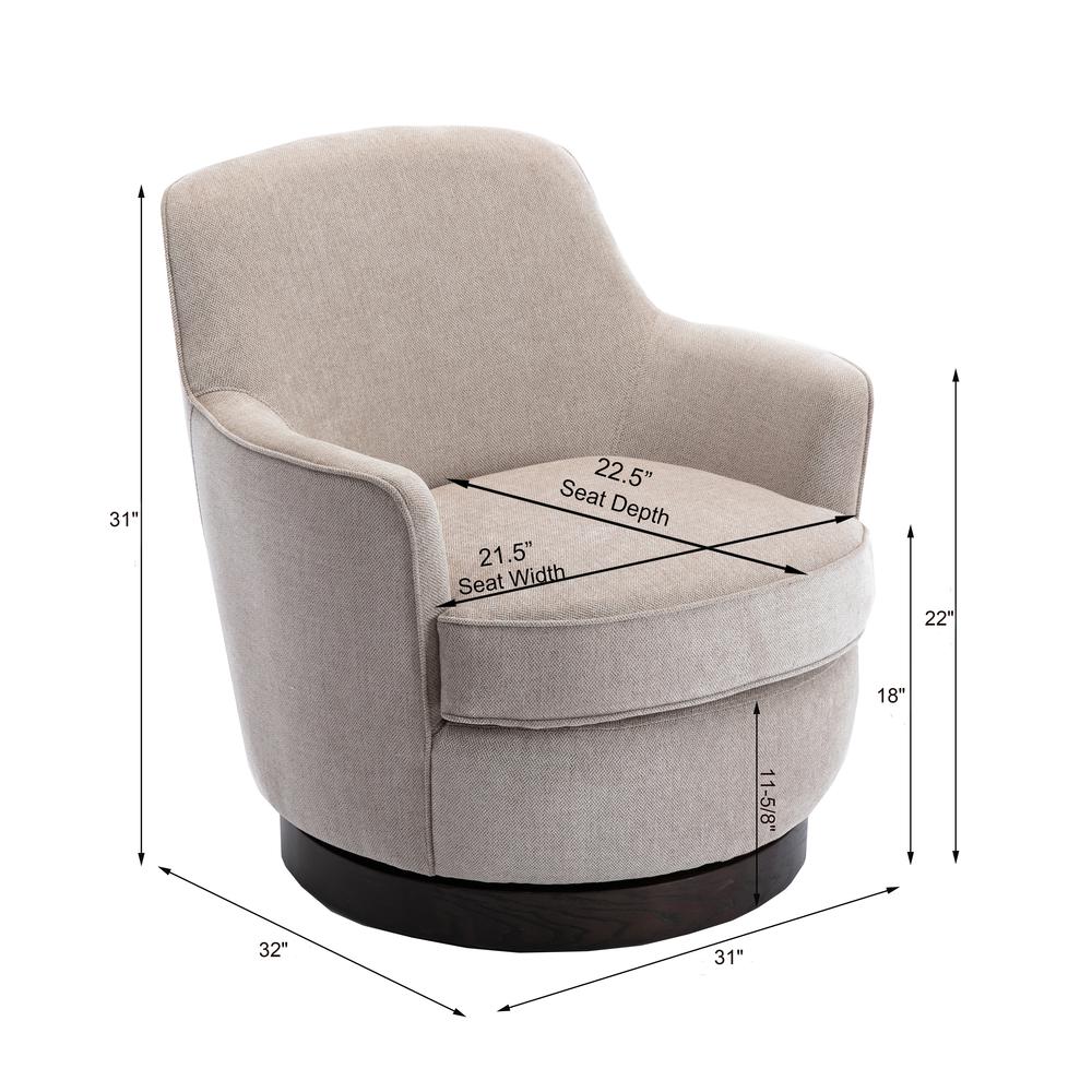 Reese Oatmeal Wood Base Swivel Chair. Picture 2