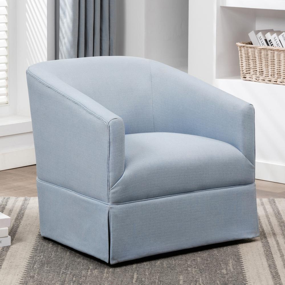 Elm Sky Blue Skirted Swivel Chair. Picture 9