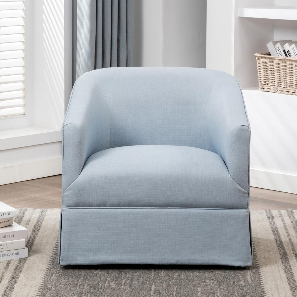 Elm Sky Blue Skirted Swivel Chair. Picture 11