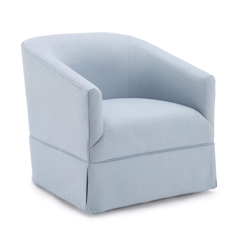 Elm Sky Blue Skirted Swivel Chair. Picture 1