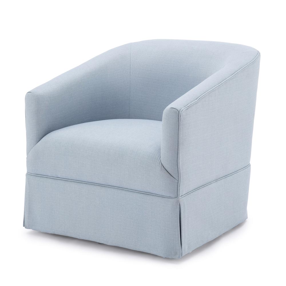 Elm Sky Blue Skirted Swivel Chair. Picture 4
