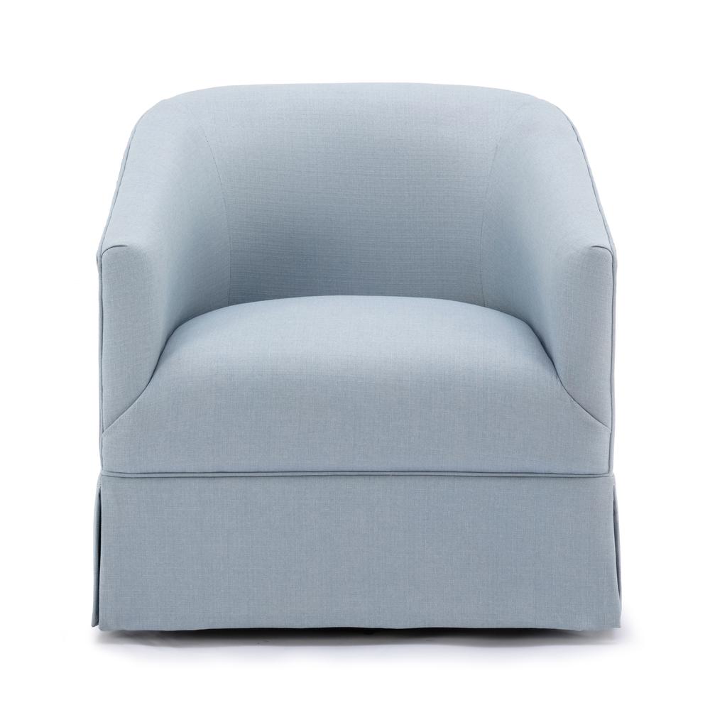 Elm Sky Blue Skirted Swivel Chair. Picture 2