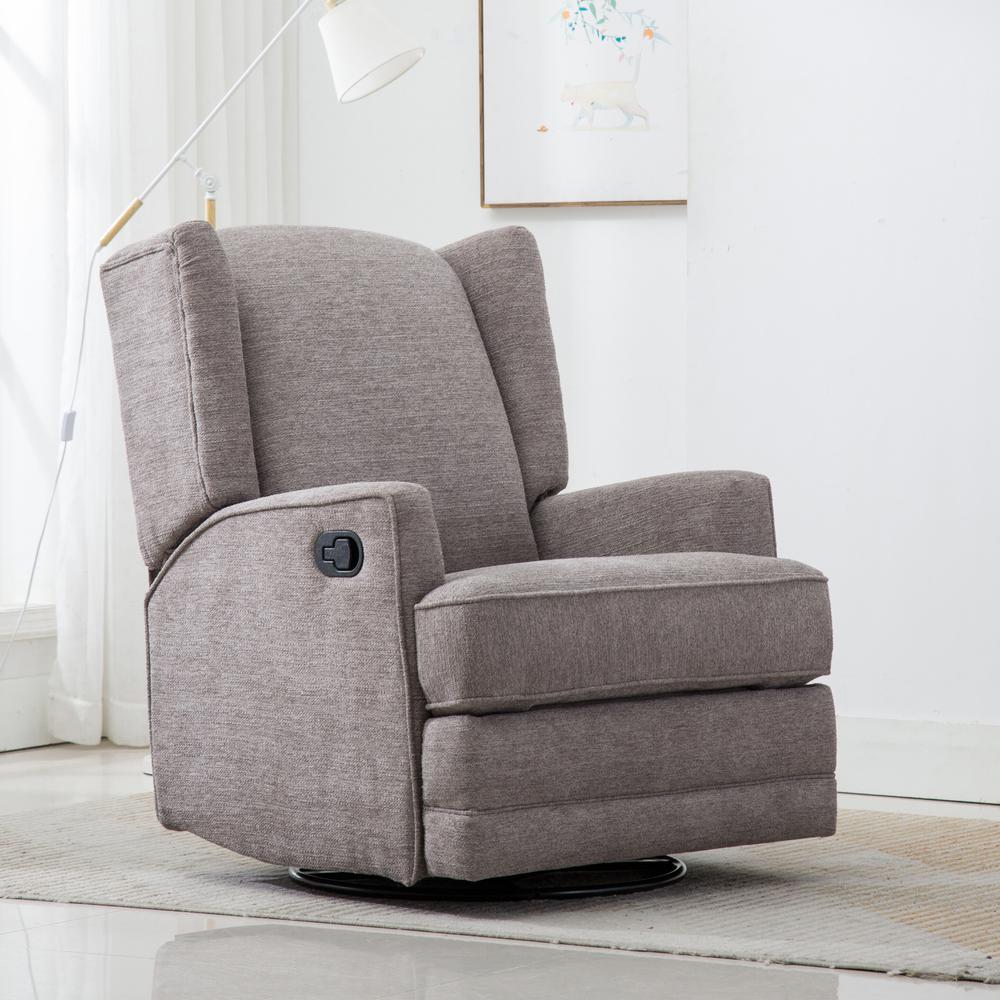 Serelda Smoke Wingback Swivel Glider Recliner. Picture 14