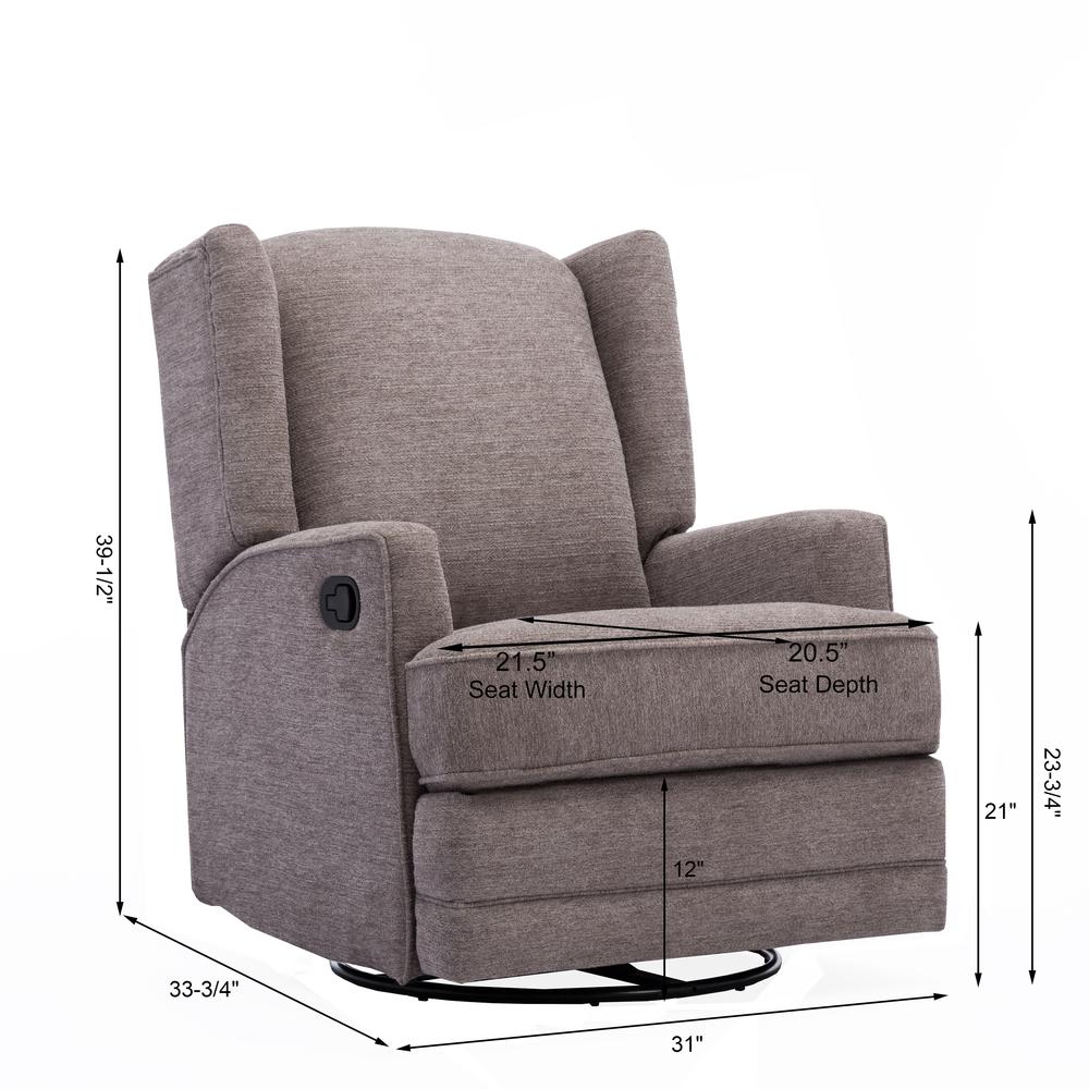 Serelda Smoke Wingback Swivel Glider Recliner. Picture 2
