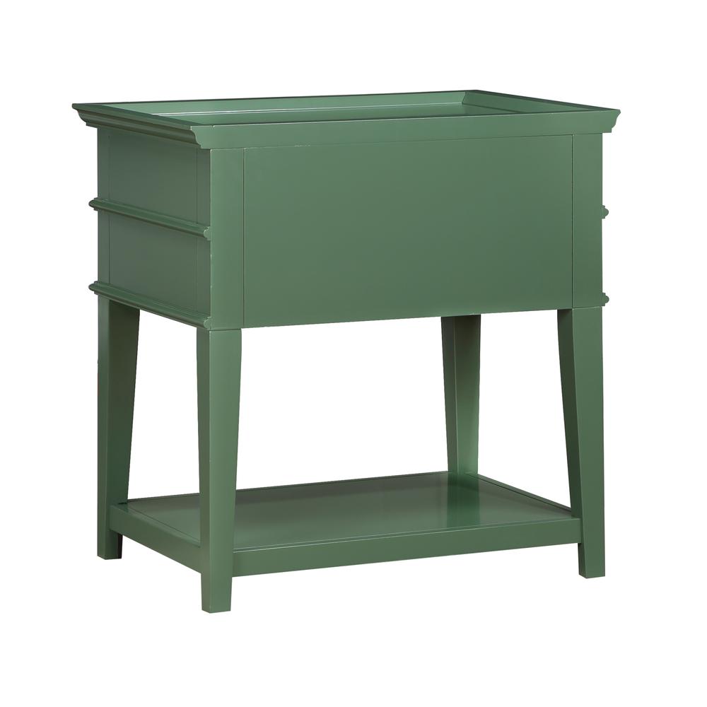 Clara Vintage Green 2-Drawer Tray Top Nightstand. Picture 3