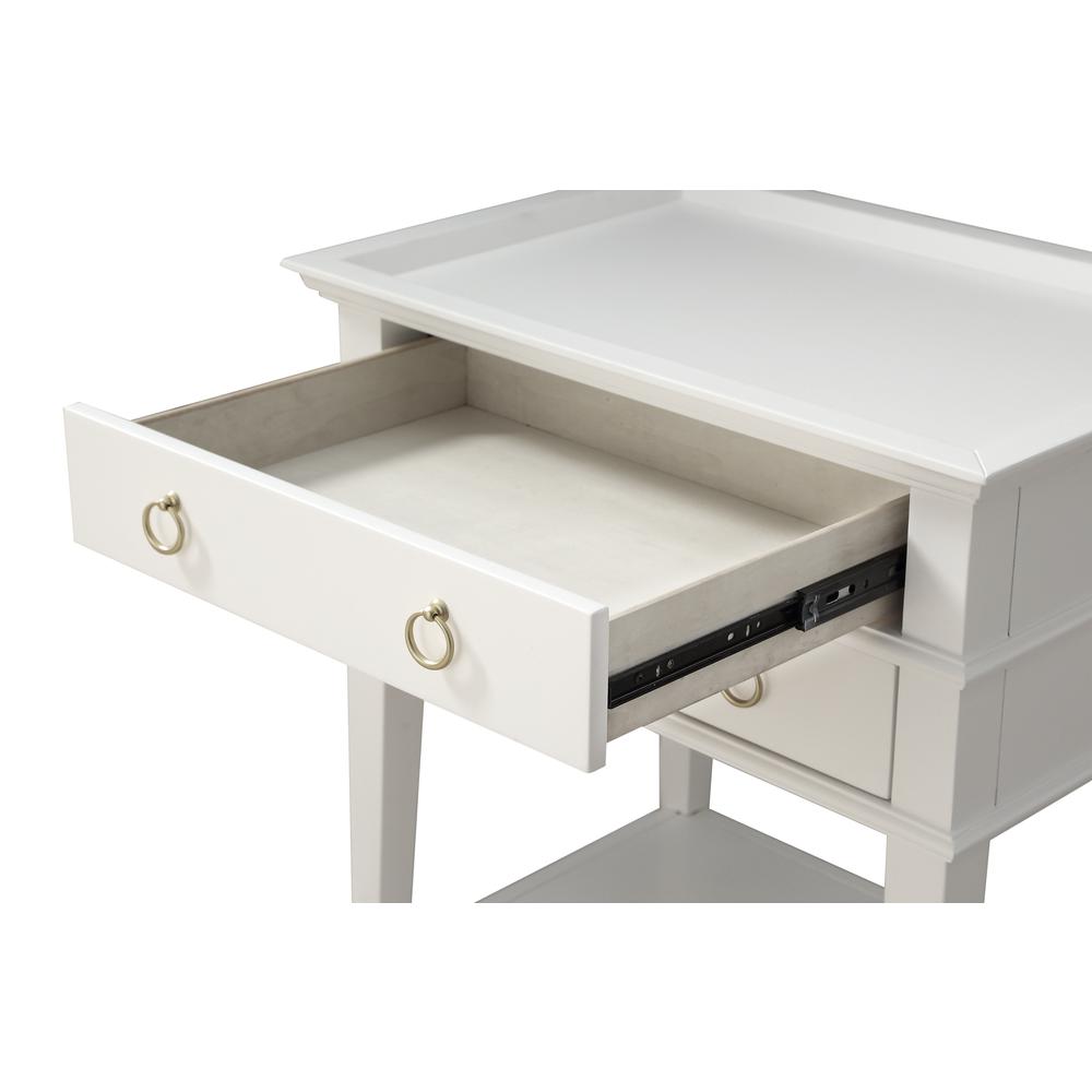Clara White 2-Drawer Tray Top Nightstand. Picture 4