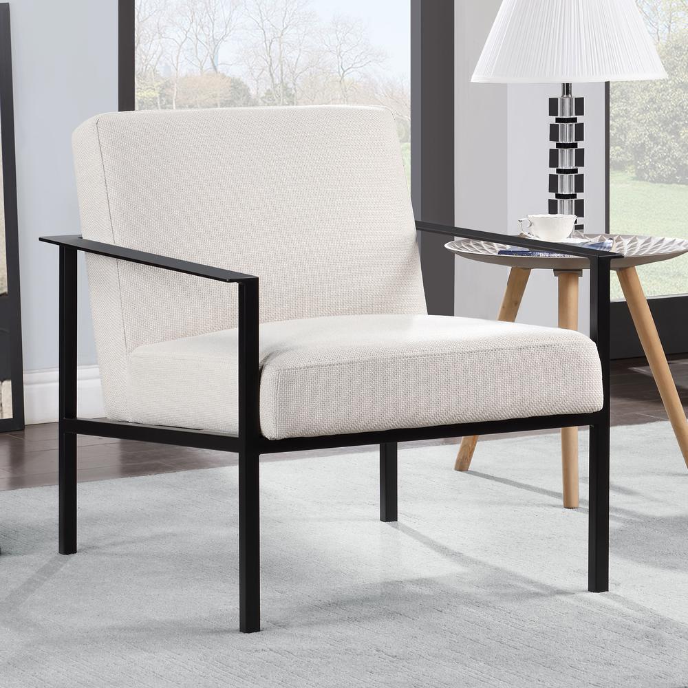 Milano Oatmeal White Stationary Metal Accent Chair. Picture 8