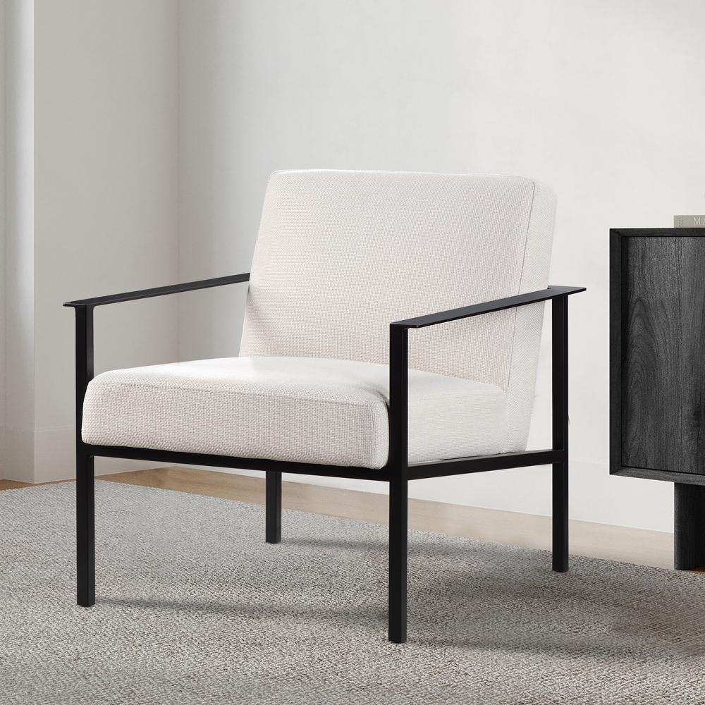 Milano Oatmeal White Stationary Metal Accent Chair. Picture 9