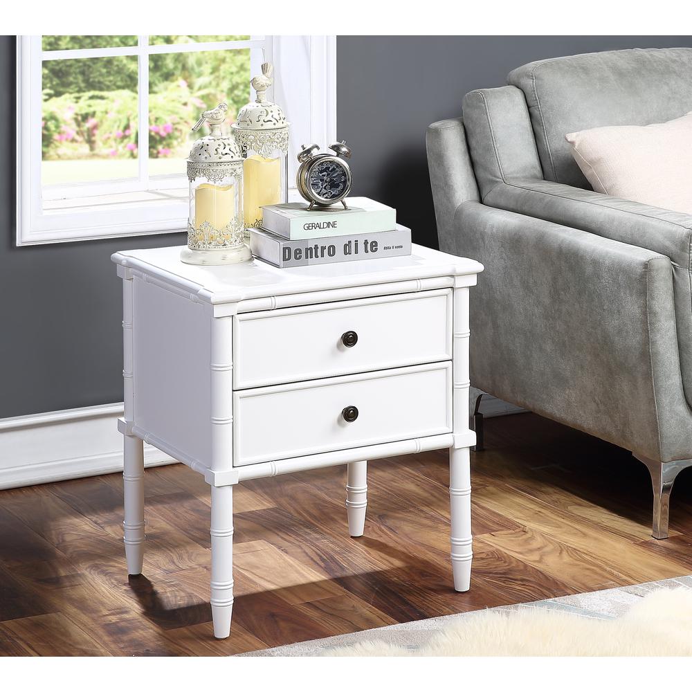 Ellison 2 Drawer Nightstand - White. Picture 2