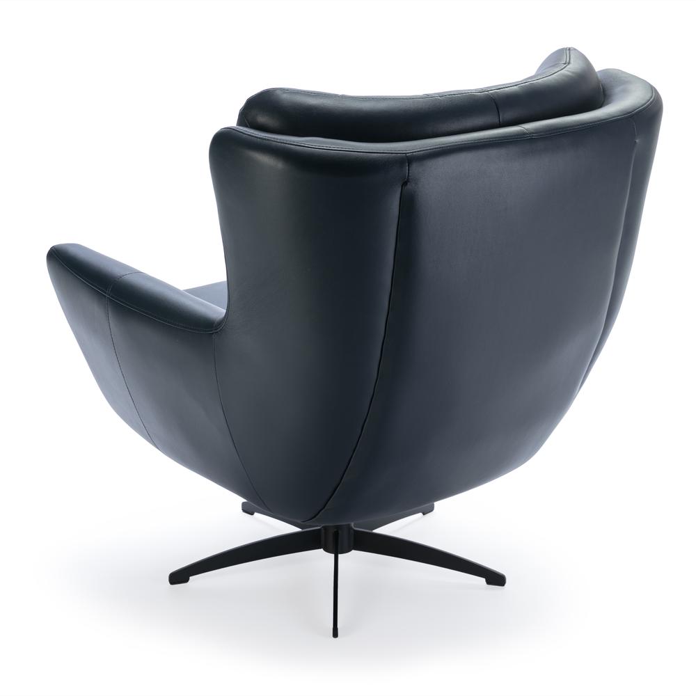 Clayton Midnight Blue Tufted Faux Leather Swivel Chair. Picture 5