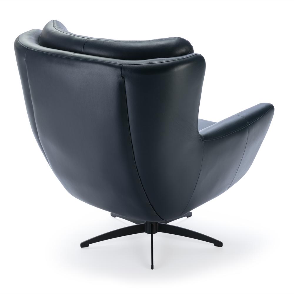 Clayton Midnight Blue Tufted Faux Leather Swivel Chair. Picture 6