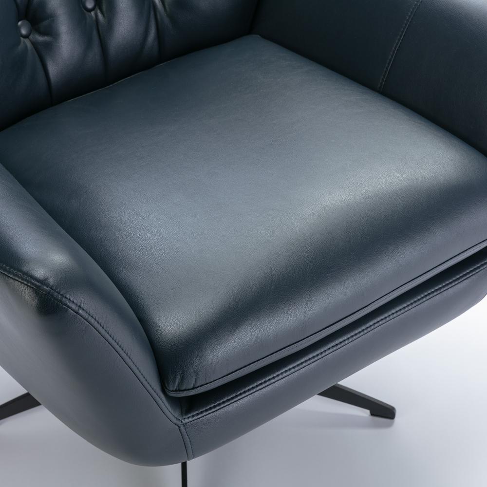 Clayton Midnight Blue Tufted Faux Leather Swivel Chair. Picture 9