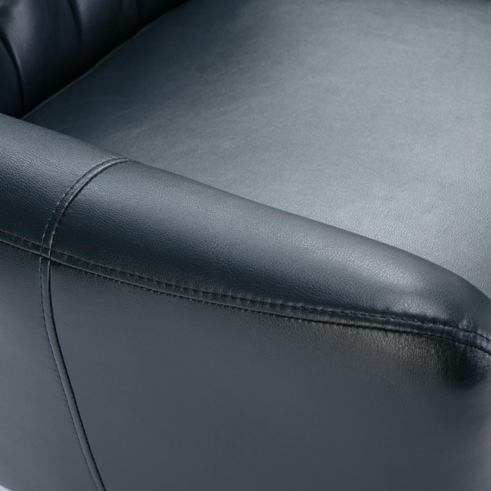 Clayton Midnight Blue Tufted Faux Leather Swivel Chair. Picture 12