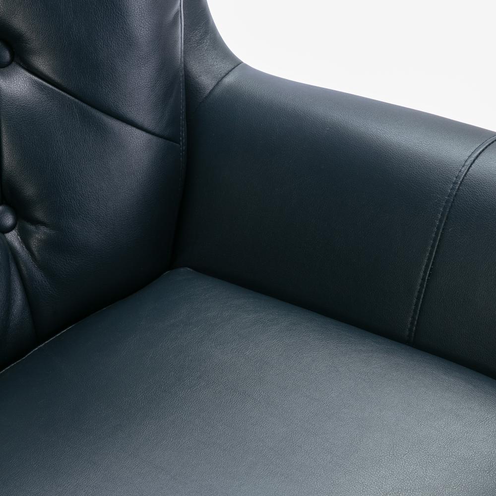 Clayton Midnight Blue Tufted Faux Leather Swivel Chair. Picture 14