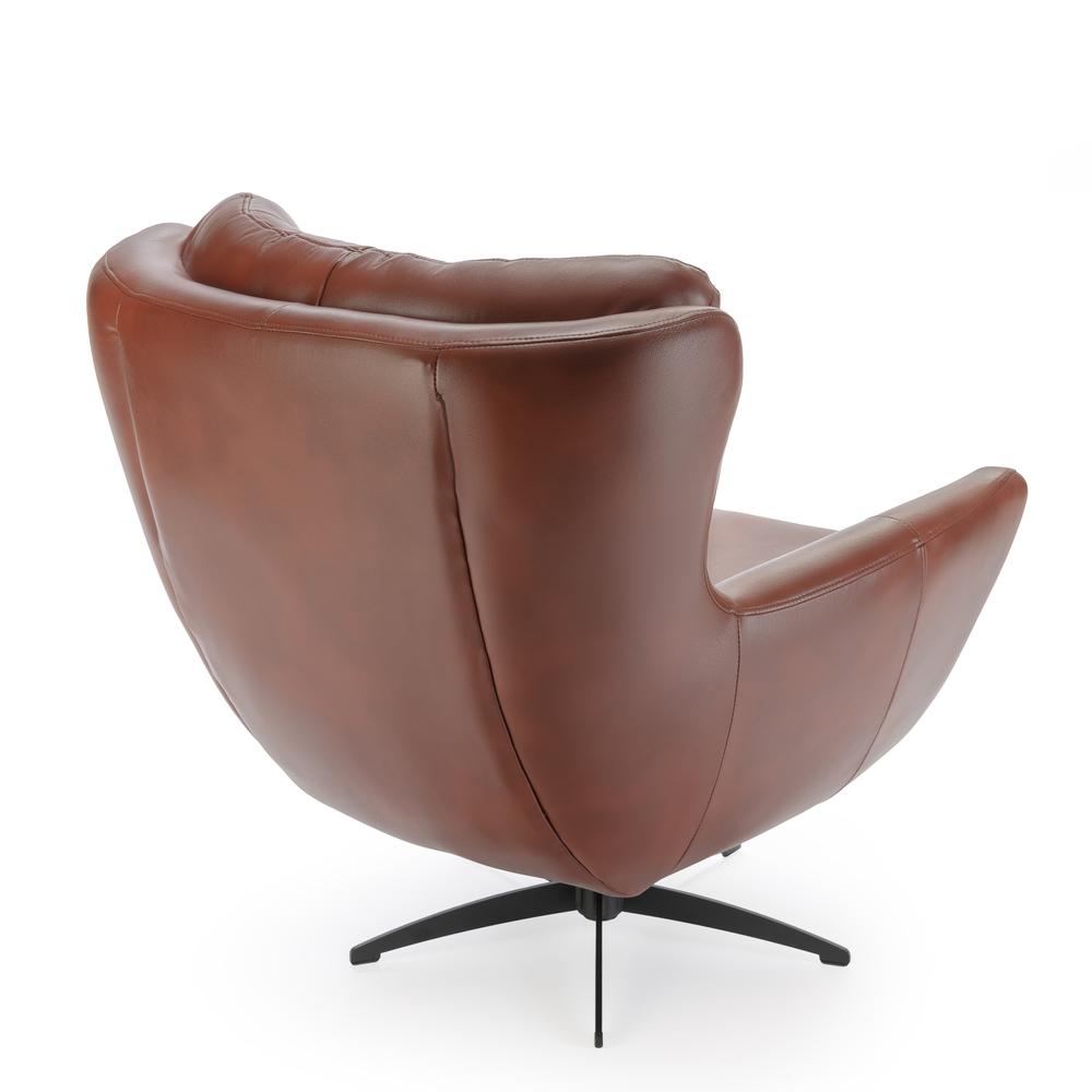 Clayton Caramel Tufted Faux Leather Swivel Chair. Picture 3